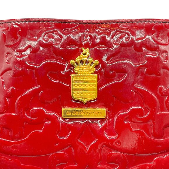 De Grisogono Vintage Red Patent Leather Embossed Tote Bag - Picture 4 of 10